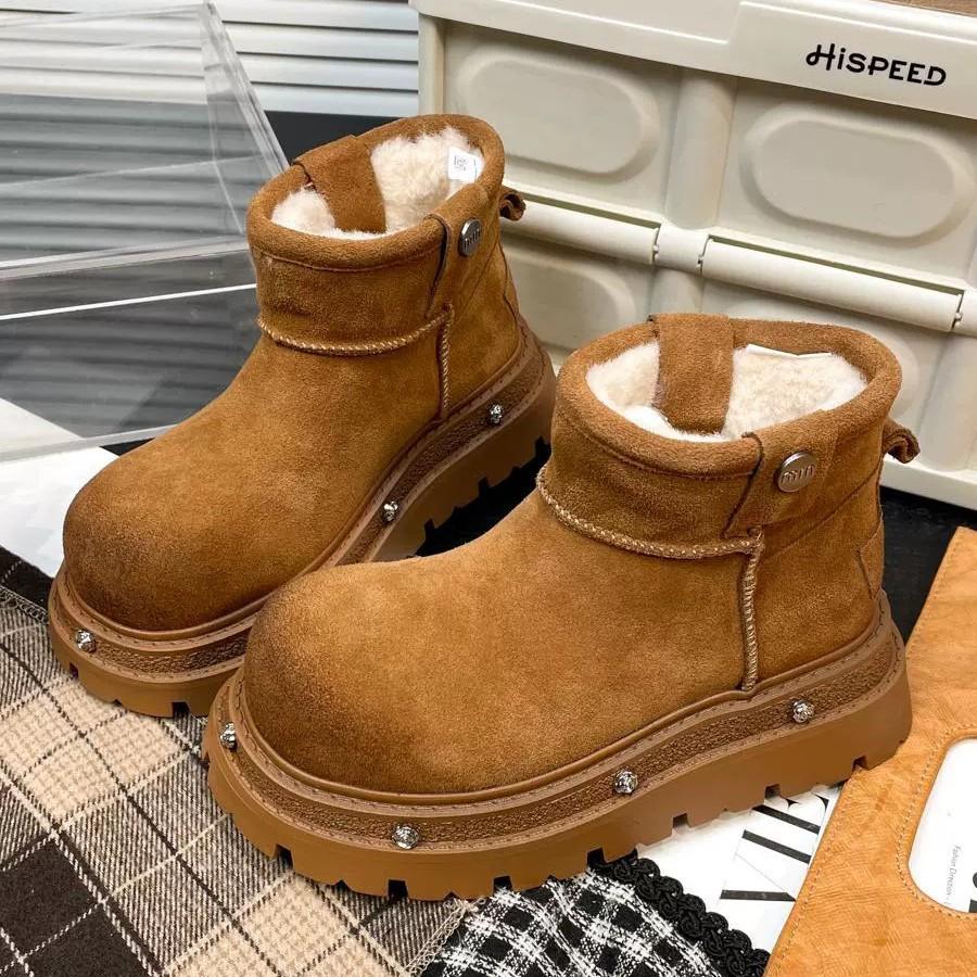 Non-slip Snow Boots for Women To Wear Outside Autumn and Winter New Fashionable and Comfortable Warm Plush Thick-soled Short Boots for Children