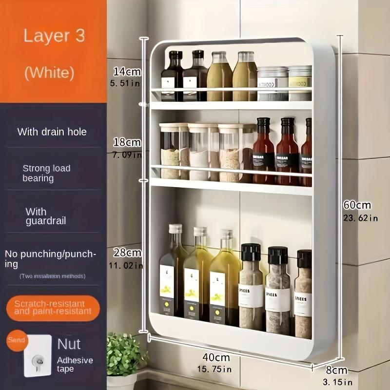 Seasoning Storage Rack Wall Mounted Kitchen Non Perforated Multi-layer Household Seasoning Bottle Storage Rack Bathroom  Shelf