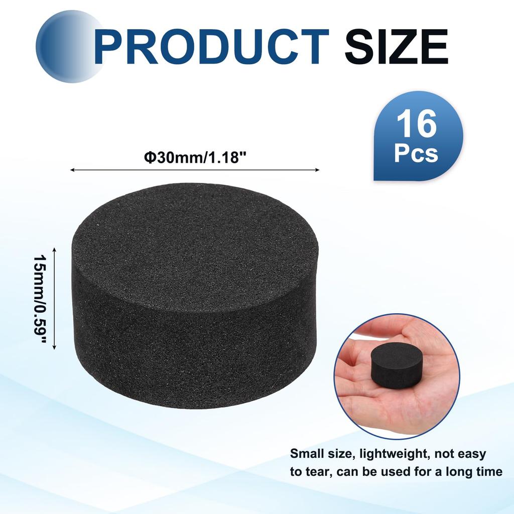 uxcell Vibration Damping Pads for 30mm 15mm EVA High Hardness Cushioning Black Speakers, (16-pack), Height, Vibration-Absorbing Rubber, Foam, 60,