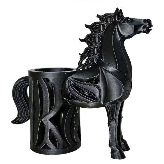 Horse-Shaped Pen Holder 3D Printed Pencil Cup Multi-functional Desktop Organizer