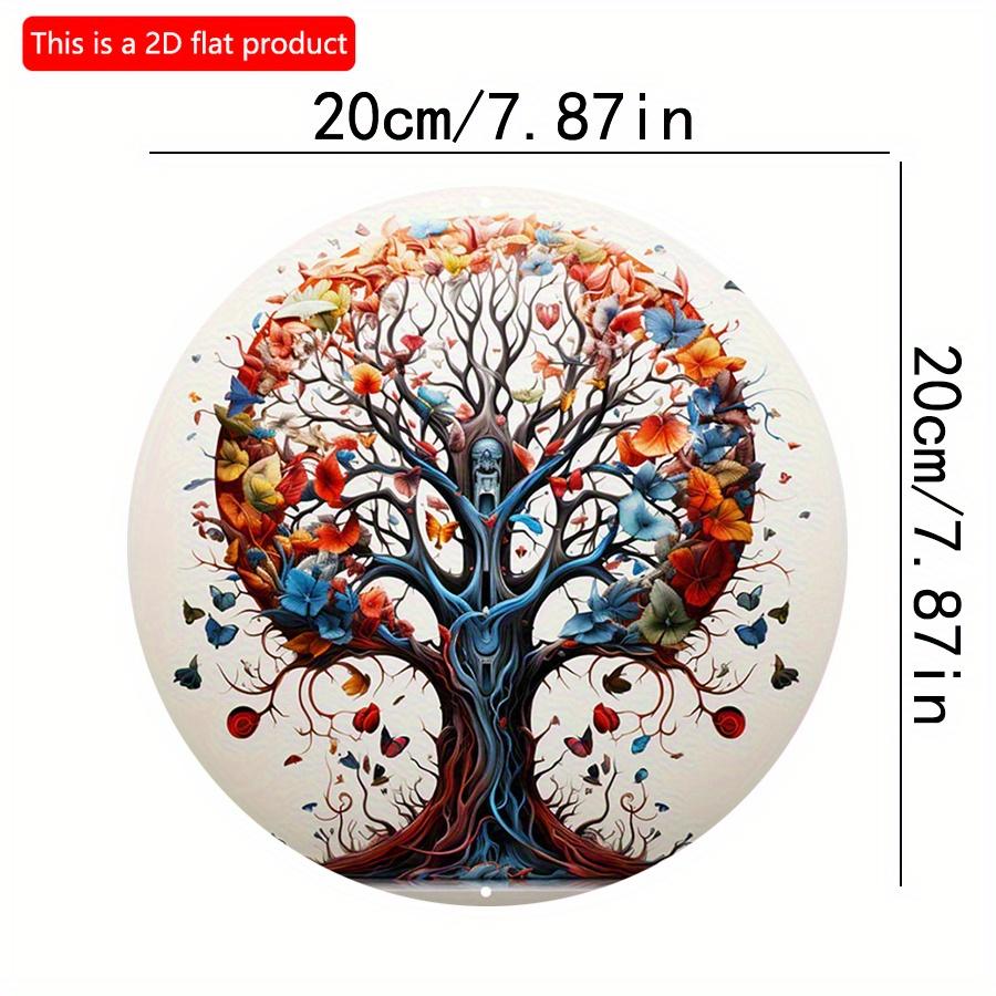 

2D плоский 20*20 см 1 шт Яркий рисунок Древа Жизни красочный цветочный и бабочка дизайн подвесной орнамент, дерево тема оконная деревянная панель декор, подходит 20*20cm