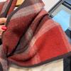 Handmade Hemming Grid 100 Wool Scarf Women's Winter Triangle Scarf Style Shawl Warm Scarf Dual-purpose