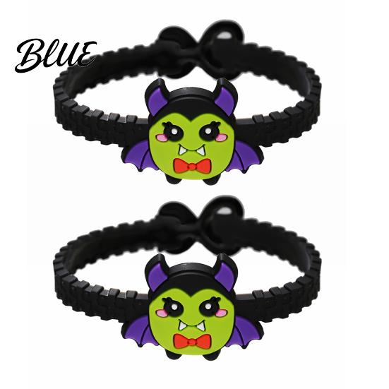 Adjustable Halloween Bracelets 2PCS Cartoon Bracelets Ghost/Pumpkin/Black Cat/Skull/Witch/Little Devil Shape Cute Witch And Skeleton Wristbands Soft
