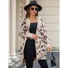 Women S Mid Length Loose Fit Leopard Print Long Sleeve Knit Cardigan Sweater