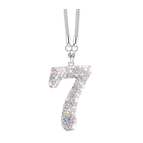 Bling Car Rear View Mirror Accessories Rhinestone Numbers Hanging Ornament 0-10 Automotive Interior Pendant for Women