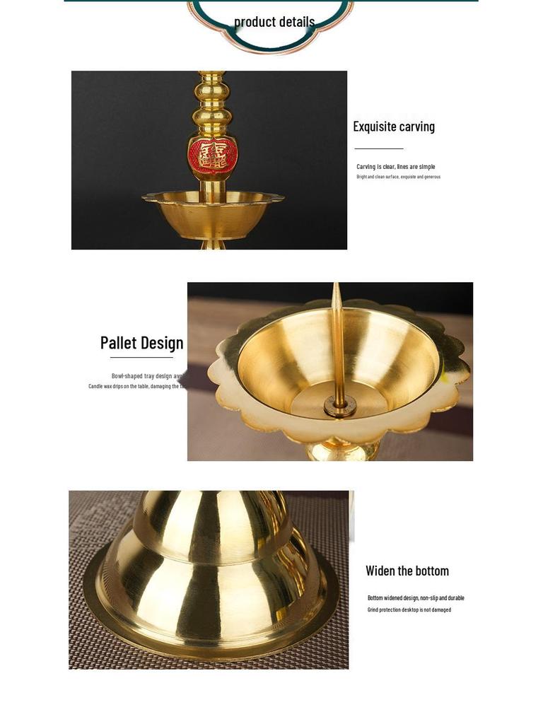 Retro Pure Copper Candlestick for Spring Festival or Weddings