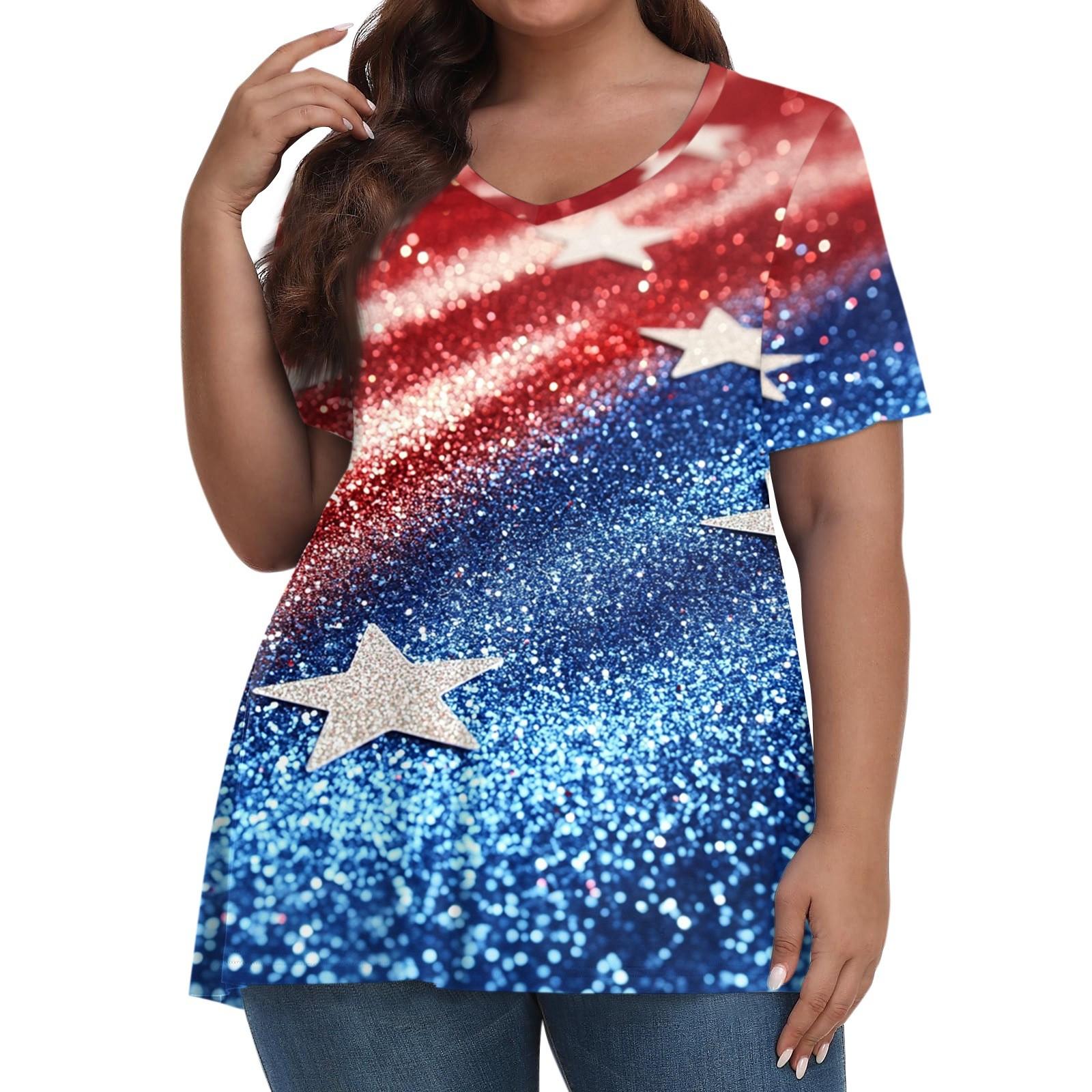 

Women s Fashion Casual V-Neck Pullover Short Sleeve Large Size Printed T-Shirt Top L