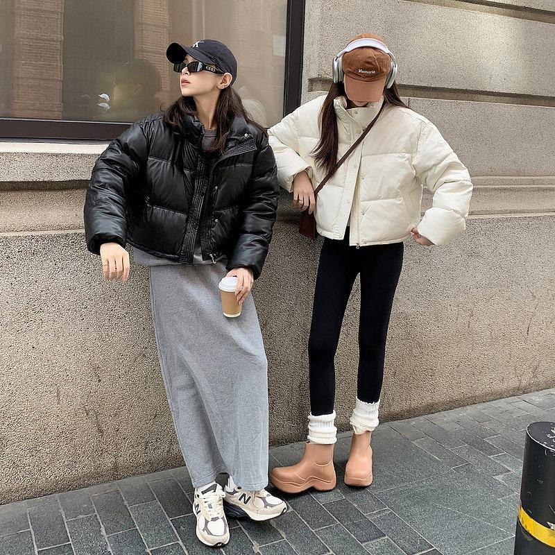 New short small stand-up collar down cotton-padded jacket women's leather thickened cotton-padded jacket cotton-padded jacket trend