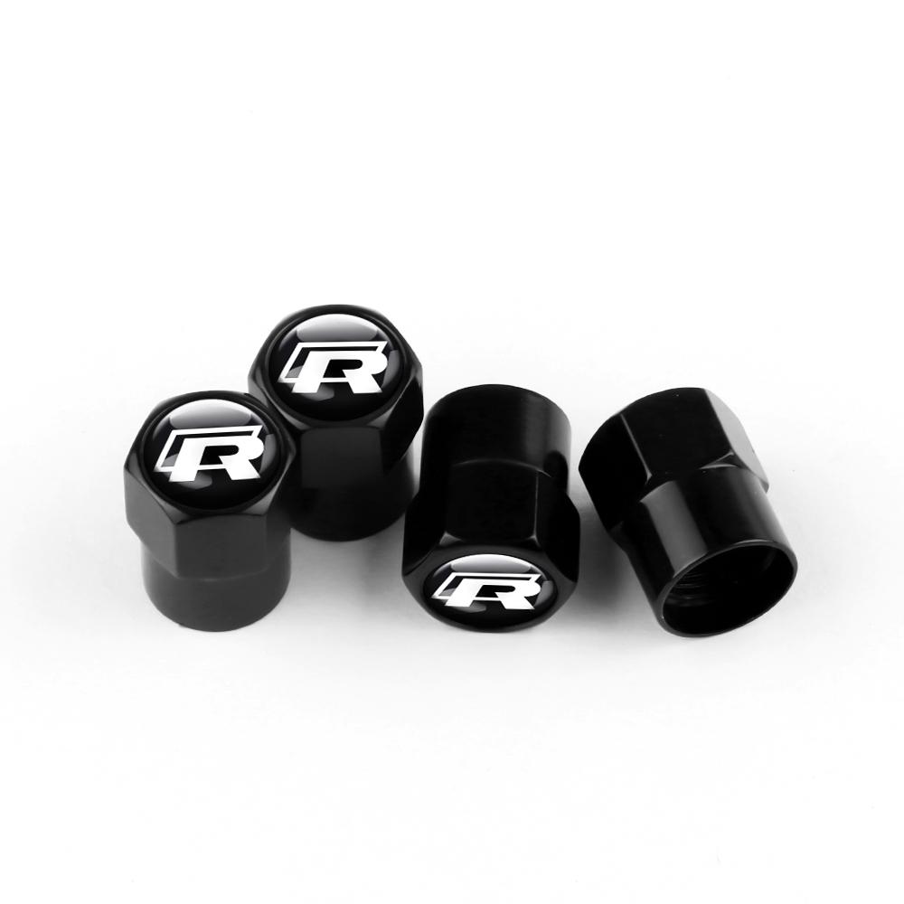 W23Aluminum Tire Valve Caps Dustproof Car Tyre Wheel Stem Air Valve Cover For R Volkswagen VW Tiguan Touran CC T-ROC Golf Polo GTI