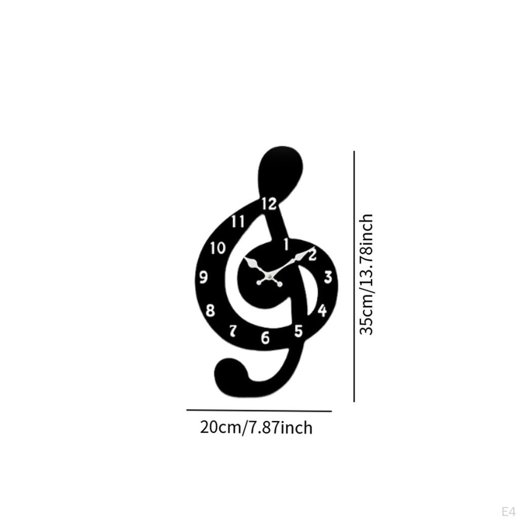 Music Note Wall Clock Decorative Creative Arabic Numerals Timepiece Hanging for Office