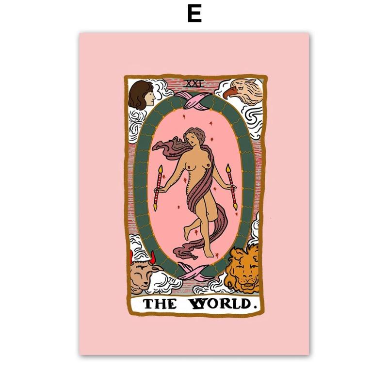 Retro Lover Tarot Card Wall Art Canvas Painting Vintage Posters And Prints 70s Wall Pictures For Living Room Home Decoration