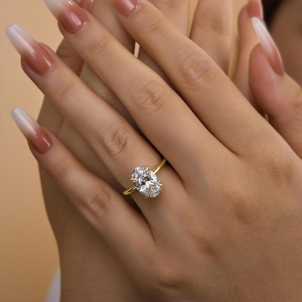 Copper Luxury Sparkling 18CT Zircon Engagement Ring Wedding Band Ideal For Women Promise Eternity Ring Fine Jewellery Gift