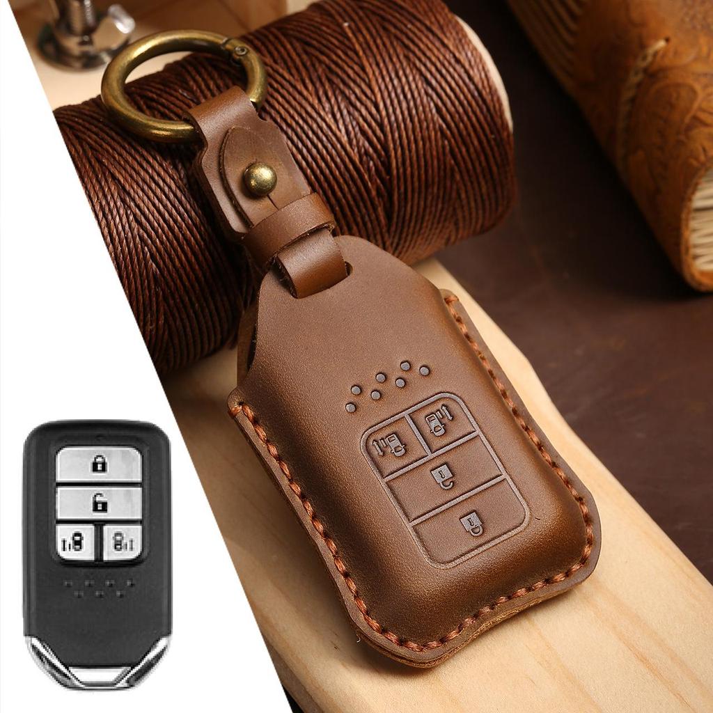 Genuine Leather Key Cover for Honda Civic & Accord - Full Wrap Cowhide Protection