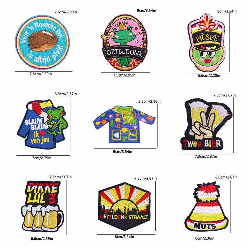 10pcs /Lots Netherland Carnival Patch Netherland Oeteldonk Emblem Full Embroidered Patches Iron On Patches For Clothing Sew Diy 