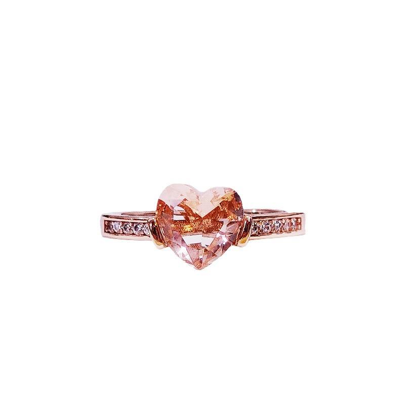 Rose Gold-Plated S925 Sterling Silver Heart Ring for Women - Fashion Jewelry
