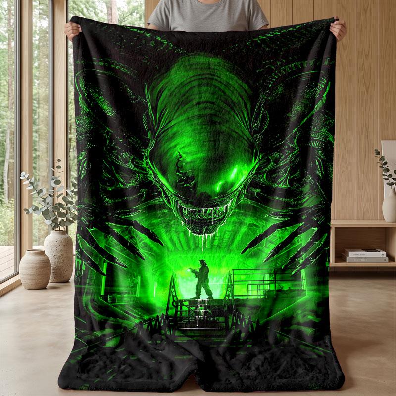 Soft Flannel Blanket Lightweight Cozy Bedroom Living Room CoverAlien Xenomorph