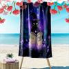 Magic Cat Reading Spell Book at Night Patterned beach towel quick dry perfect for travel outdoor sports jogging the beach and swimming