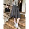Kumikumi Preppy Style Pure Color High Waist Suit Skirt Women's Autumn Slimming All-Matching Youthful-Looking Pleated Skirt Skirt