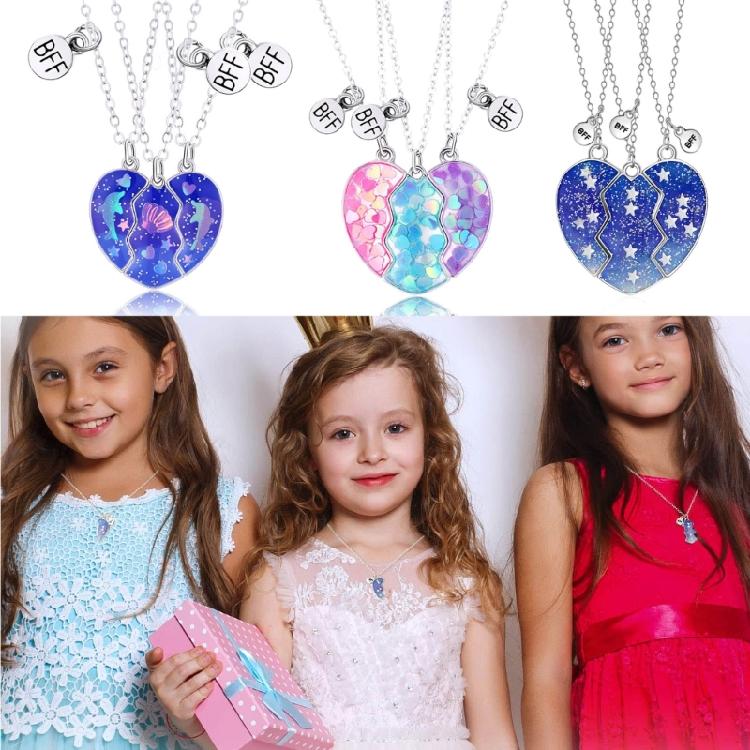 3 Pezzi Collana Girocollo Magnetica a Forma di Cuore Ottima per Amiche Catena a Cuore da Unire