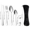 5pcs Bone Pack Outdoor Travel Portable Tableware Knife, Fork, Spoon Set, Stainless Steel Knife, Fork Set Hot Selling