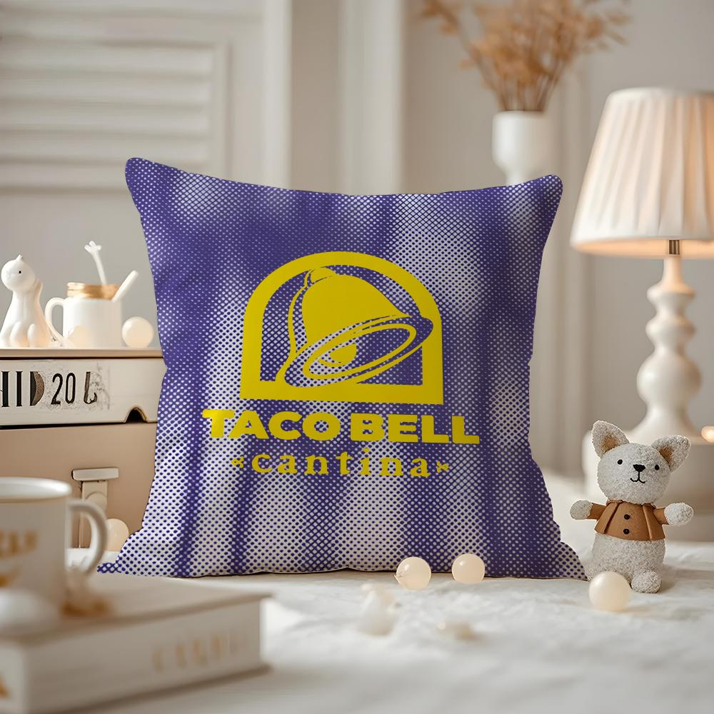 Taco Bell Cushion Cover Anti-dustmite Pillowcase Invisible Zipper Silky Short Plush Sofa Cushion Cover