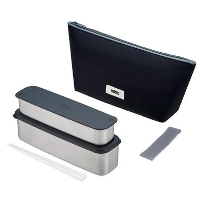 Thermos Slim Fresh Lunch Box, 2-Tier, 815ml, Gray/Black, DSA-805W (GY-BK)