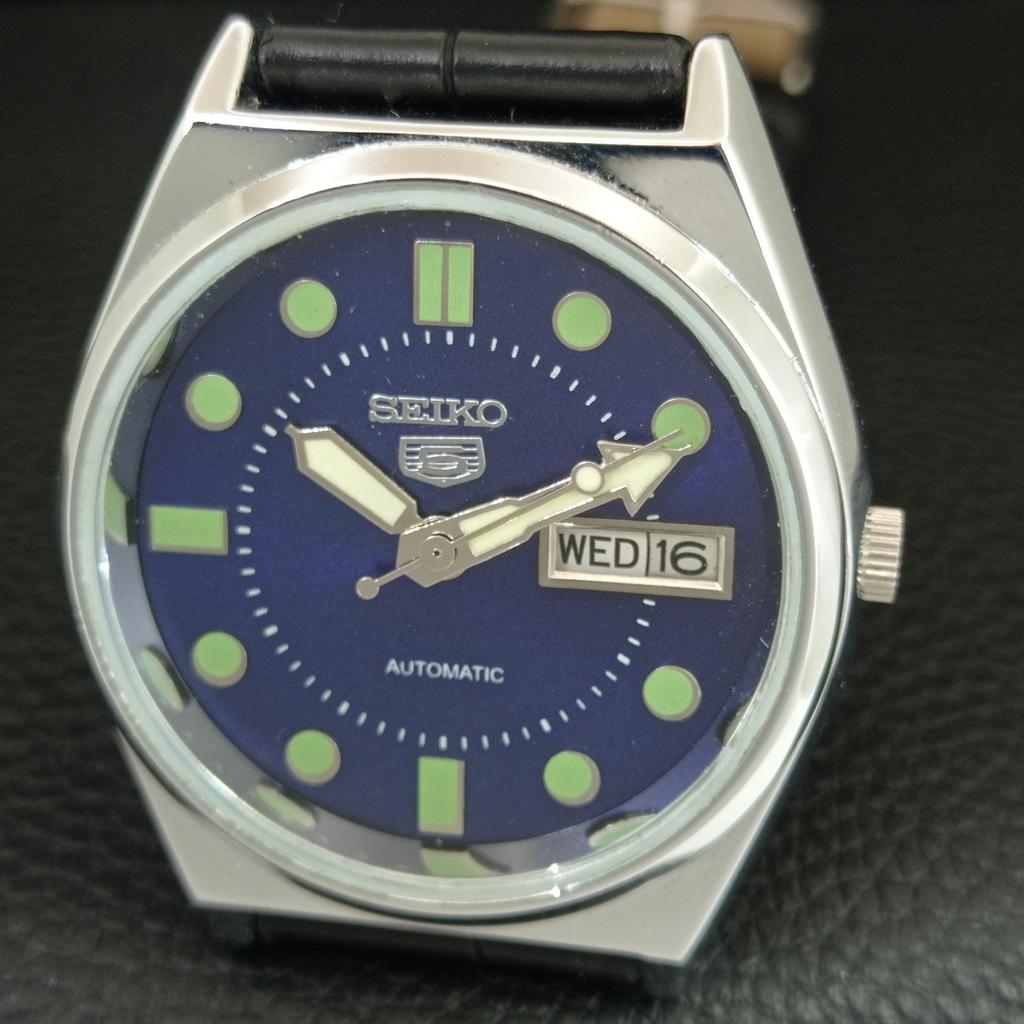 VINTAGE REFURBISHED SEIKO 5 AUTOMATIC 6309A JAPAN MENS BLUE DIAL WATCH a444457-1