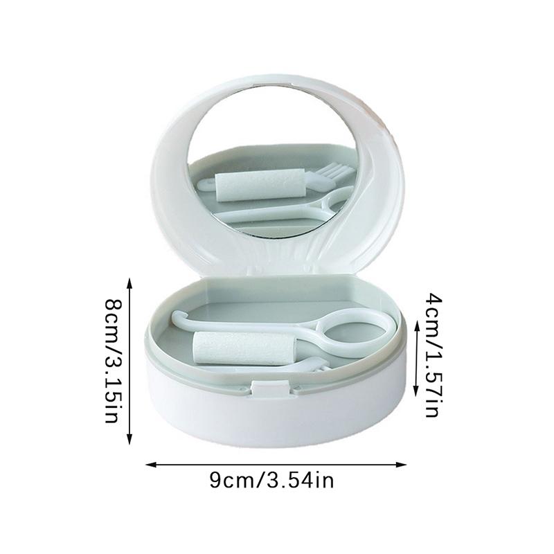 Orthodontic Retainer Double Layer Braces Storage Box Soaking Invisible Teeth Denture Cleaning Portable Belt With Mirror