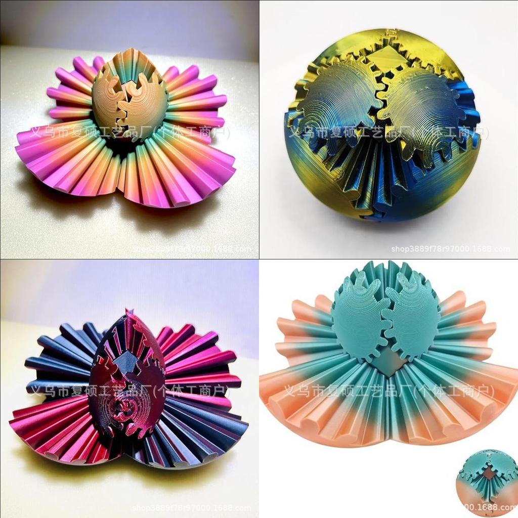 Modern Art 3d Printed Gear Ball Spin Ball Plastic Decoration With Intricate Design