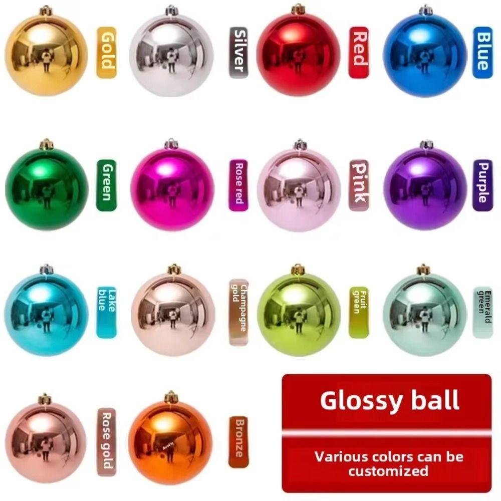6PCS Durable Plastic Giant Christmas Ball 5 Colors Electroplating Christmas Lion Tiger Ball 6cm 8cm Xmas Baubles Showcase