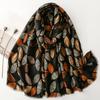 Fashionable and Simple Commuting Style Cotton and Linen Hand Scarf Plant Leaf Breasted Scarf Thick Shawl