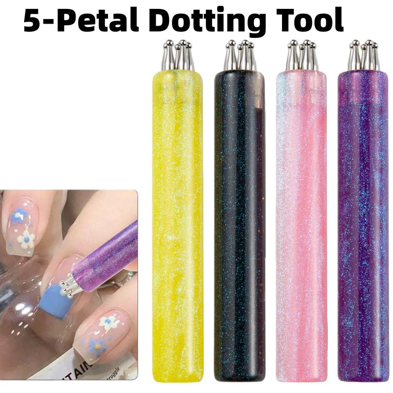 1pc DIY Nail Art 5-Petal Dotting Tool Flower Creator Fine Tip Rhinestone Pickers Glitter Handle Manicure Nail Tools Brushes