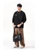 Men's Autumn Heavyweight Minimalist Double-Layer Collar Sweatshirt - Japanese Style, Spliced Round Neck, Trendy Loose Fit