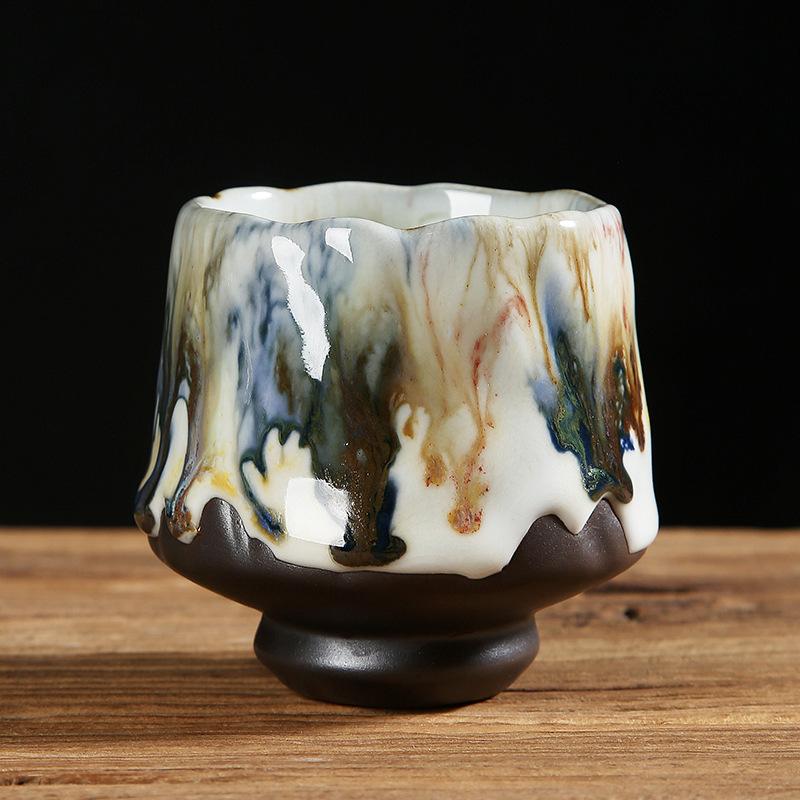 Ru Kiln Ceașă de ceai din ceramică în stil chinezesc Kung Fu Accesorii pentru ceai Căni de cafea pentru acasă, retro, creative.
