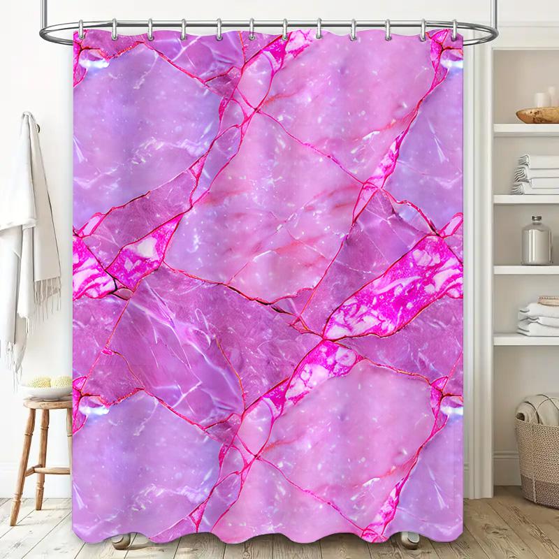 Pink Marble Print Shower Curtain Waterproof Bath Decor Modern Floral Decorative Bathtub Liner Pink Purple Red Gold White 72x84 i