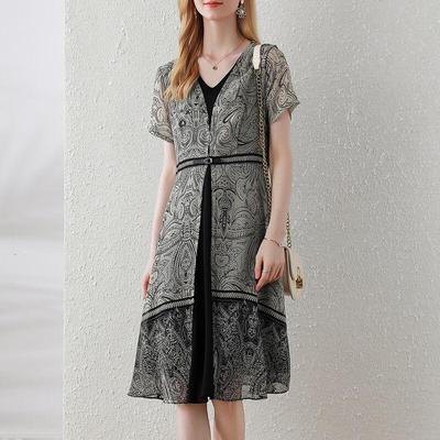 Women's Elegant Faux Two-Piece Summer Dress