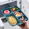 Portable 5 Grids Meal Box Food Grade PP Rectangular Divided Lunchbox Separating Plates with Knife Fork Spoon Dinnerware Set