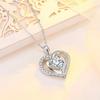 Nested Double Heart Full Paved Border Center Heart Cut Zircon Pendant Women Clavicle Necklace