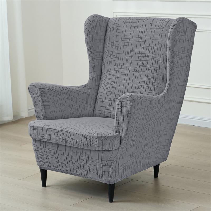 1 Set Jacquard Wing Chair Cover Spandex Wingback Chair Covers Sofa Covers Armchair Slipcover with Seat Cushion Cover Home Decor