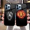Etui na telefon Animal Lion na iPhone'a 14 13 11 12 Pro Max Mini Xs Xr X 7 8 6s Plus Se 2022 luksusowe szkło hartowane etui Coque Capa