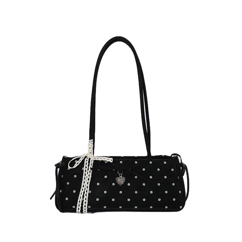 Korean Chic Bow Polka Dot Baguette Bag - Stylish Women's Shoulder & Handheld Bag