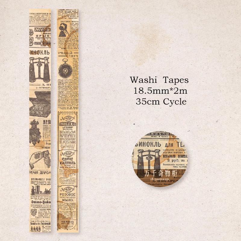 Journamm 18.5mm*2m Retro Washi Tapes for Junk Journal DIY Scrapbooking Creative Stationery Decor Diary Marking Adhesive Tapes