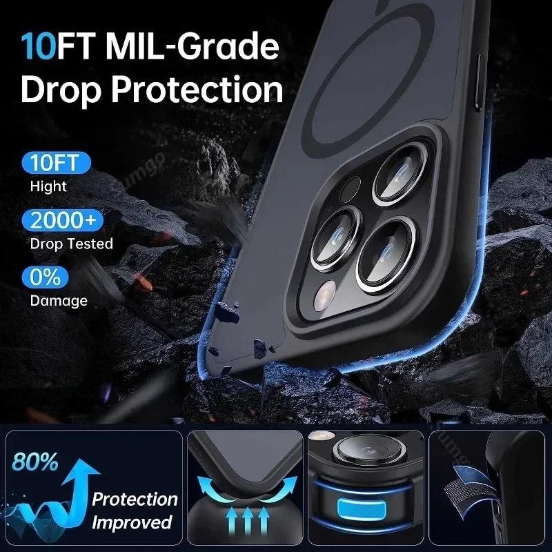 Matte Magnetic Phone Case for Magsafe Mag Safe iPhone Air 17E 17 E 16E 16 Pro Max 15 Plus 14 13 12 11 Frosted Translucent Back Phone Cover Accessories