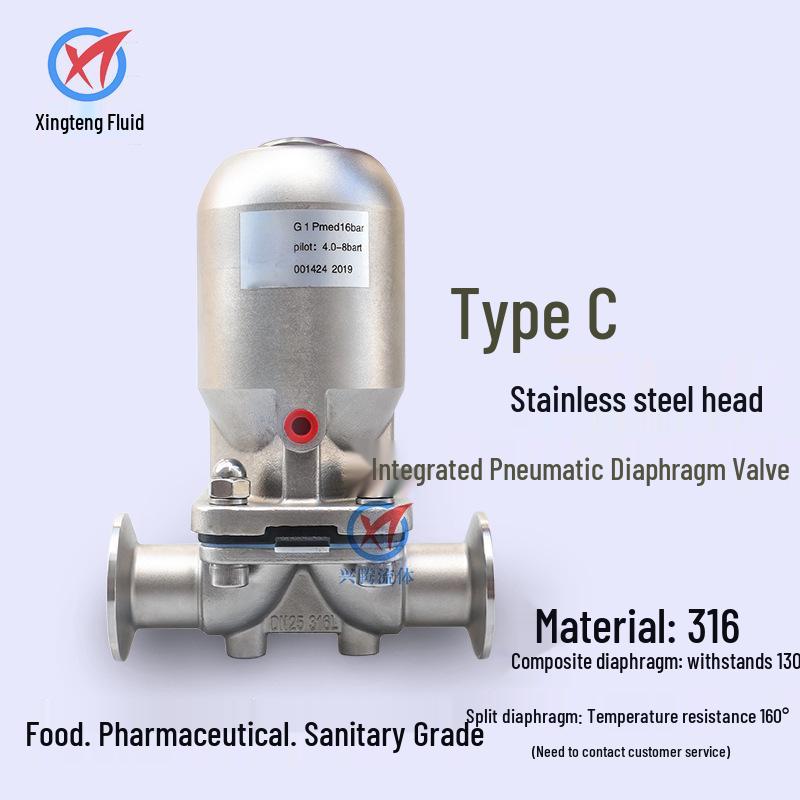 Stainless Steel Normally Closed Pneumatic Diaphragm Valve with Quick Connect Clamp for Food and Pharmaceutical Use