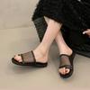Fashion 2025 New Women's Elegant Slippers Flat Sole Large Mesh Upper Square Toe Women's Fashionable Dress Daily Commute Roman Shoes
