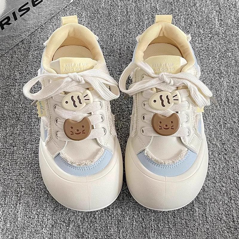 

Girls sneakers, big toe shoes, bread shoes, 2025 autumn new children s shoes, board shoes, thick soles, round toe shoes, big children 28