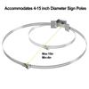 Stainless Steel Road Sign Mounting Kit with Adjustable Holder for 4 to 15 Inch Poles and Various Installations