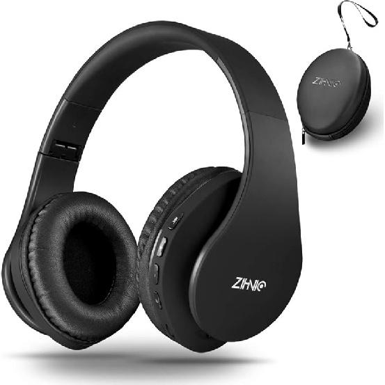 ZIHNIC Bluetooth Headphones Over-Ear, Foldable Wireless and Wired Stereo Headset Micro SD/TF, FM for Cell Phone,PC,Soft Earmuffs &Light Weight for