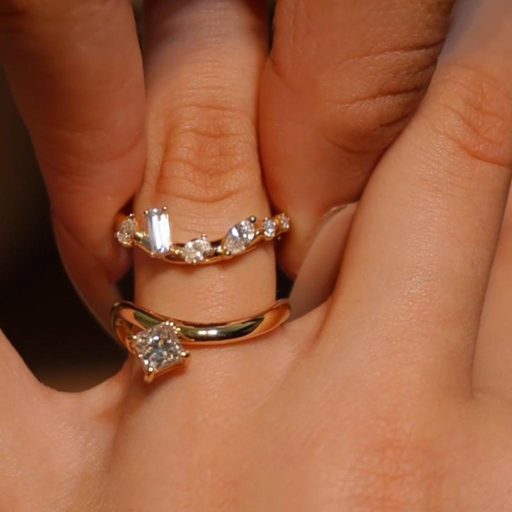 Creative Design Sparkling Inlaid Water drop Diamonds rings for women Stacked Style Fashion 3-Piece Set Ring Adjustable Jewelry