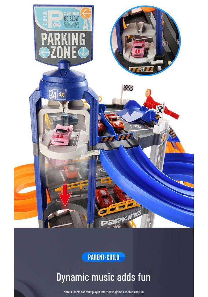 Interactive 8-Car Dual Lane 5-Layer Parking Track DIY Toy for Kids